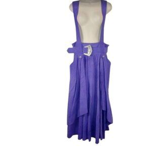 Vintage Rabbit Designs Womens Belted Maxi Suspender Skirt Purple Pockets 14